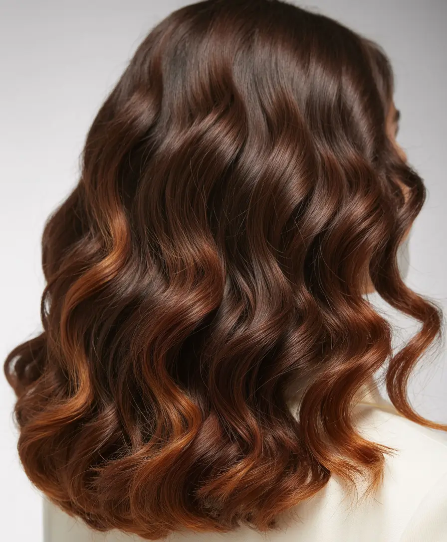chocolate brown hair color 2026 Glossy Mocha Curls for Every Skin Tone