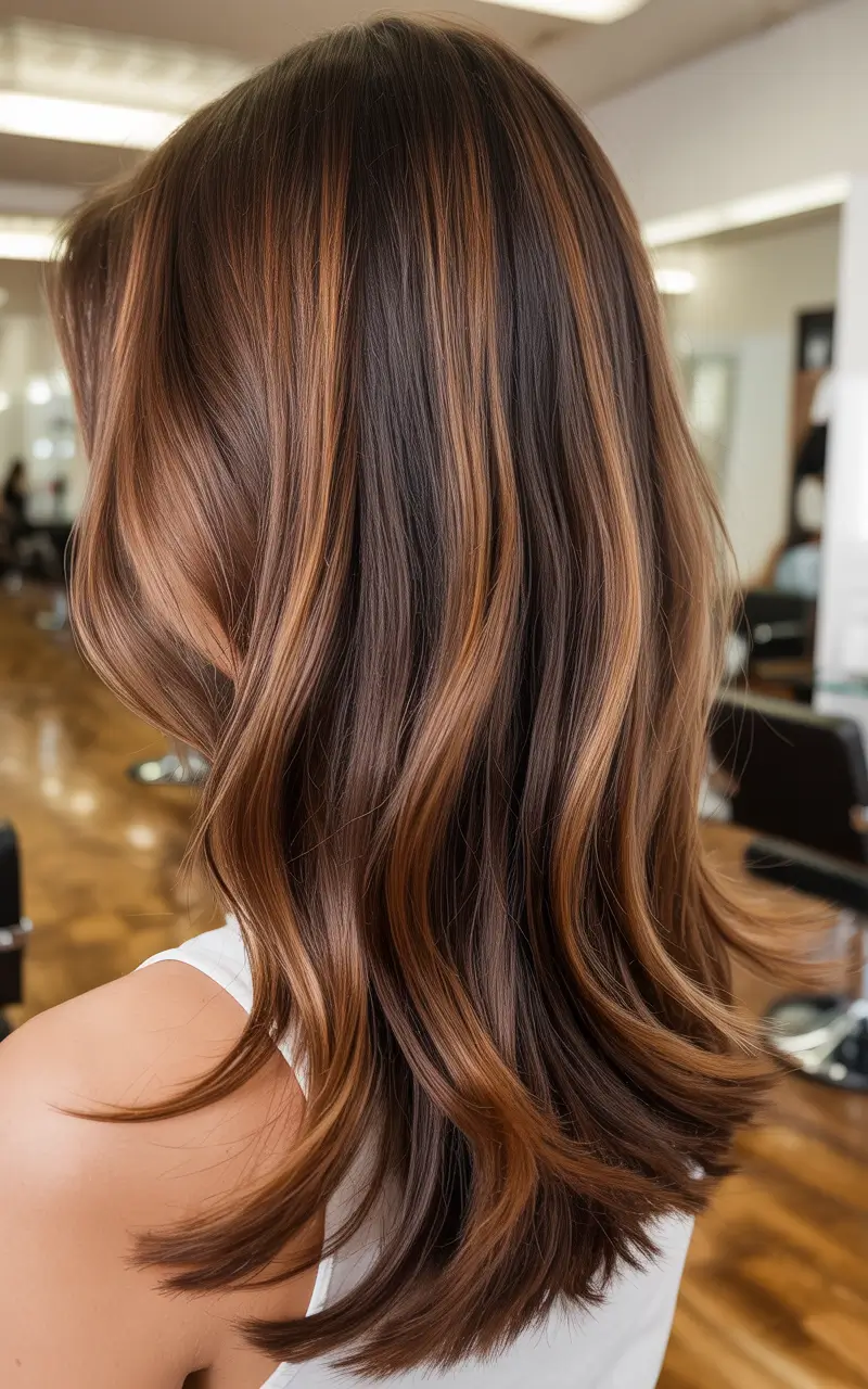 chocolate brown hair color 2026 Bronzed Balayage Flow
