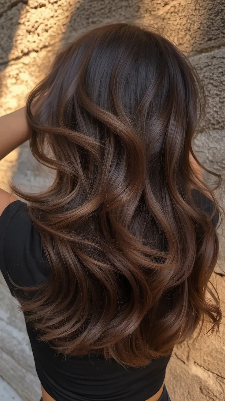 chocolate brown hair color 2026 Velvet Mocha Balayage