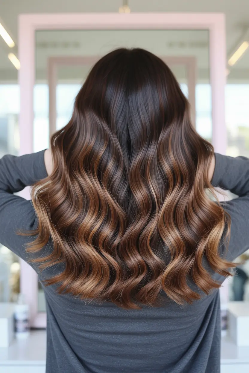 chocolate brown hair color 2026 Golden Mocha Balayage