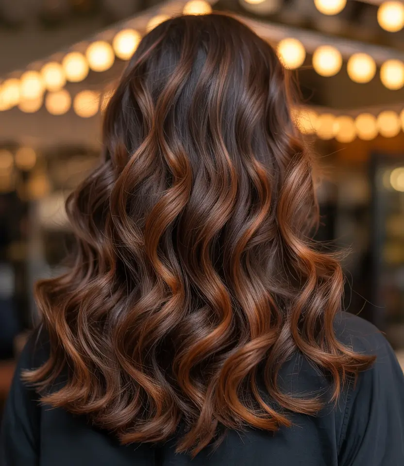 chocolate brown hair color 2026 Copper Mocha Curls