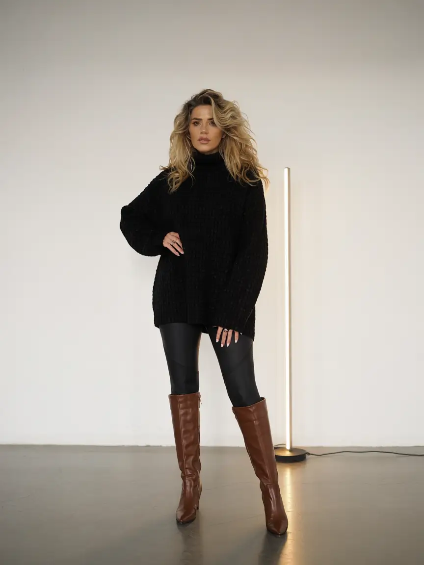 cute outfits winter Classic Black & Brown Balance