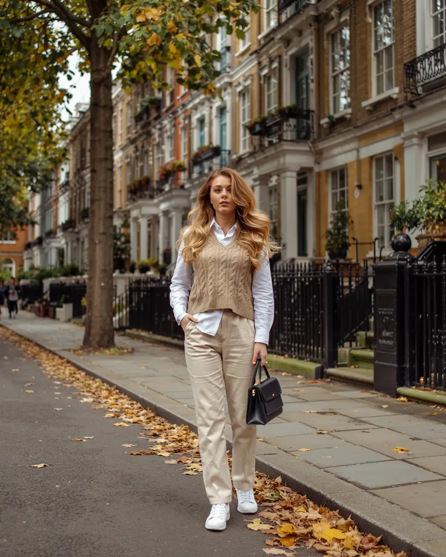 cute outfits fall Soft Neutrals & Sweater Vests