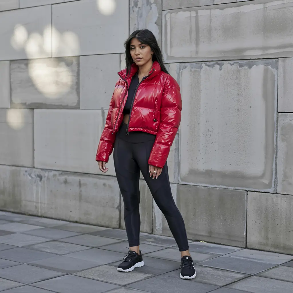 every day outfits 2026 Glossy Red Street-Athletic Confidence for Winter Days