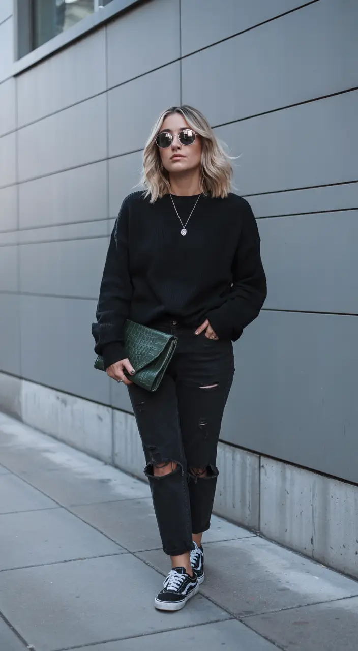 every day outfits 2026 All-Black Modern Minimalism with Sporty Attitude