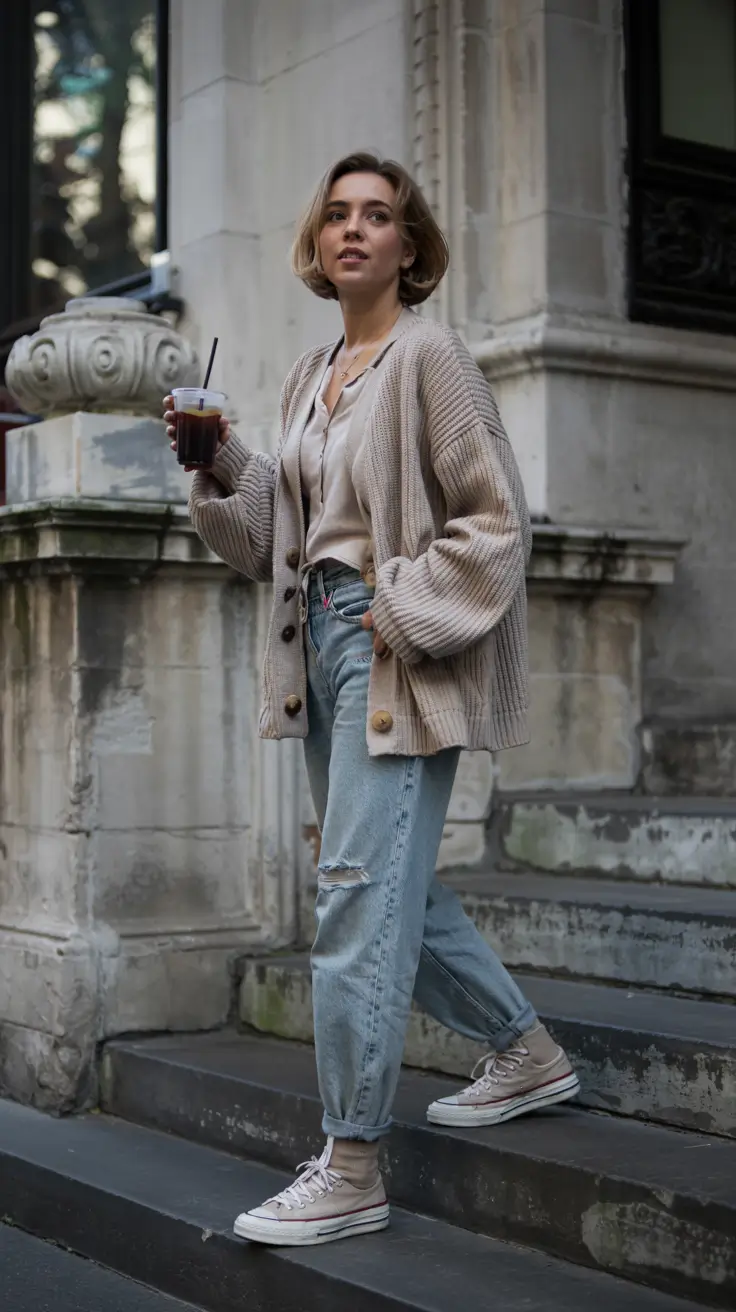 Cute everyday outfits 2026 Warm Cardigans and Coffee Mornings