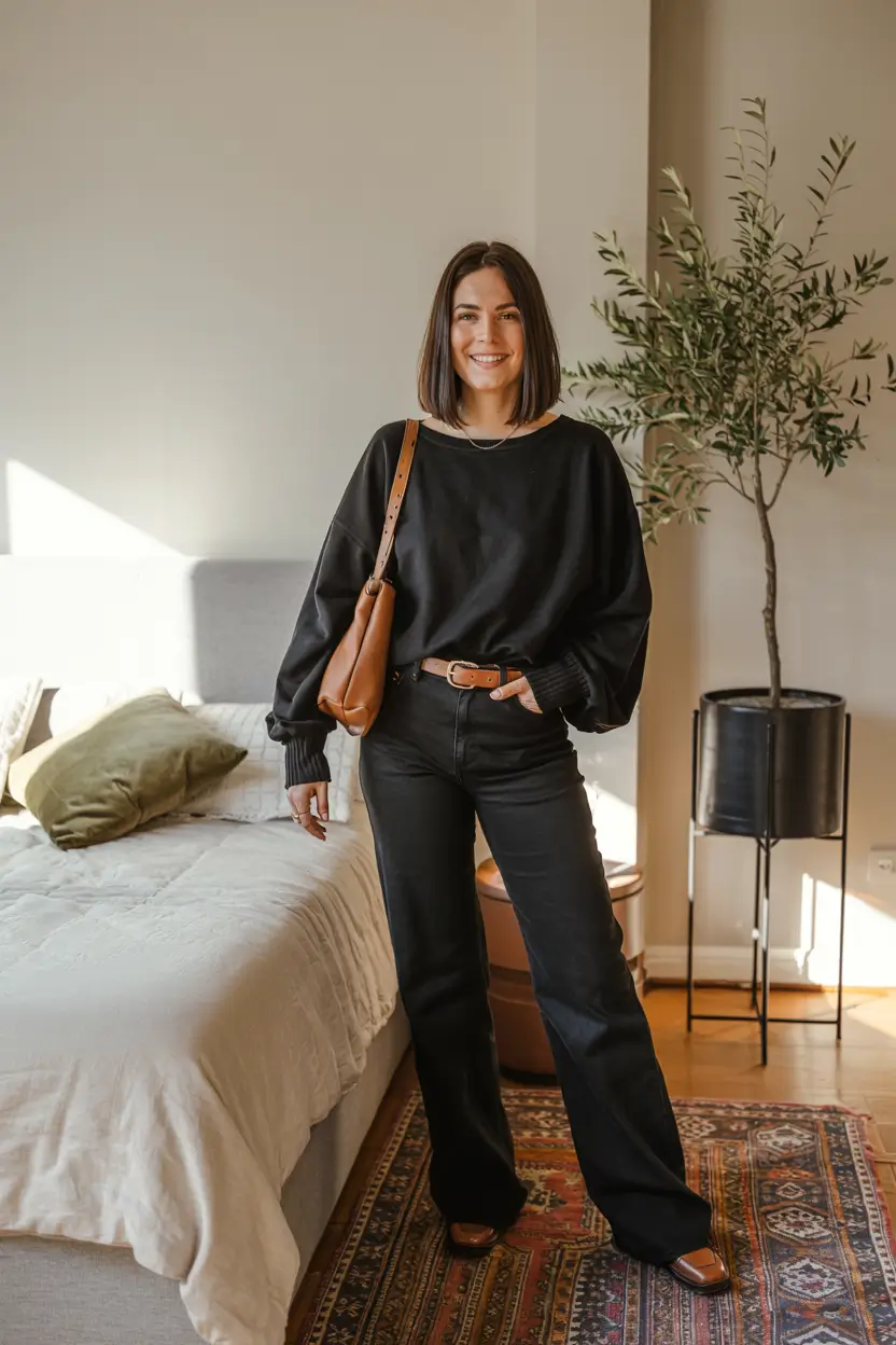 outfits midsize girl black Soft Monochrome with a Touch of Warmth