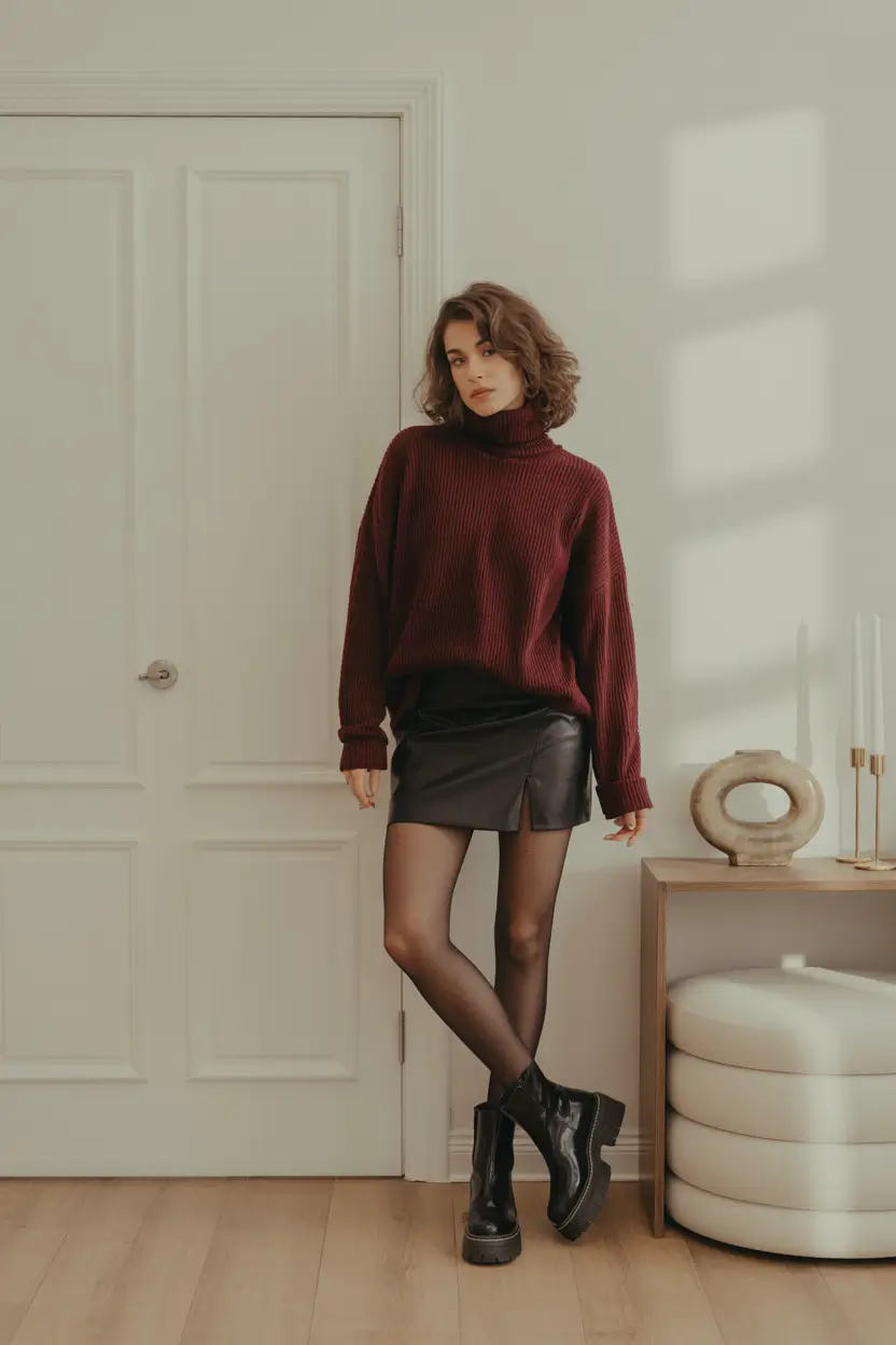 trendy outfits winter Burgundy Chic