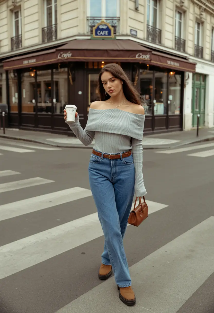 trendy outfits for women Parisian Ease with Denim Charm