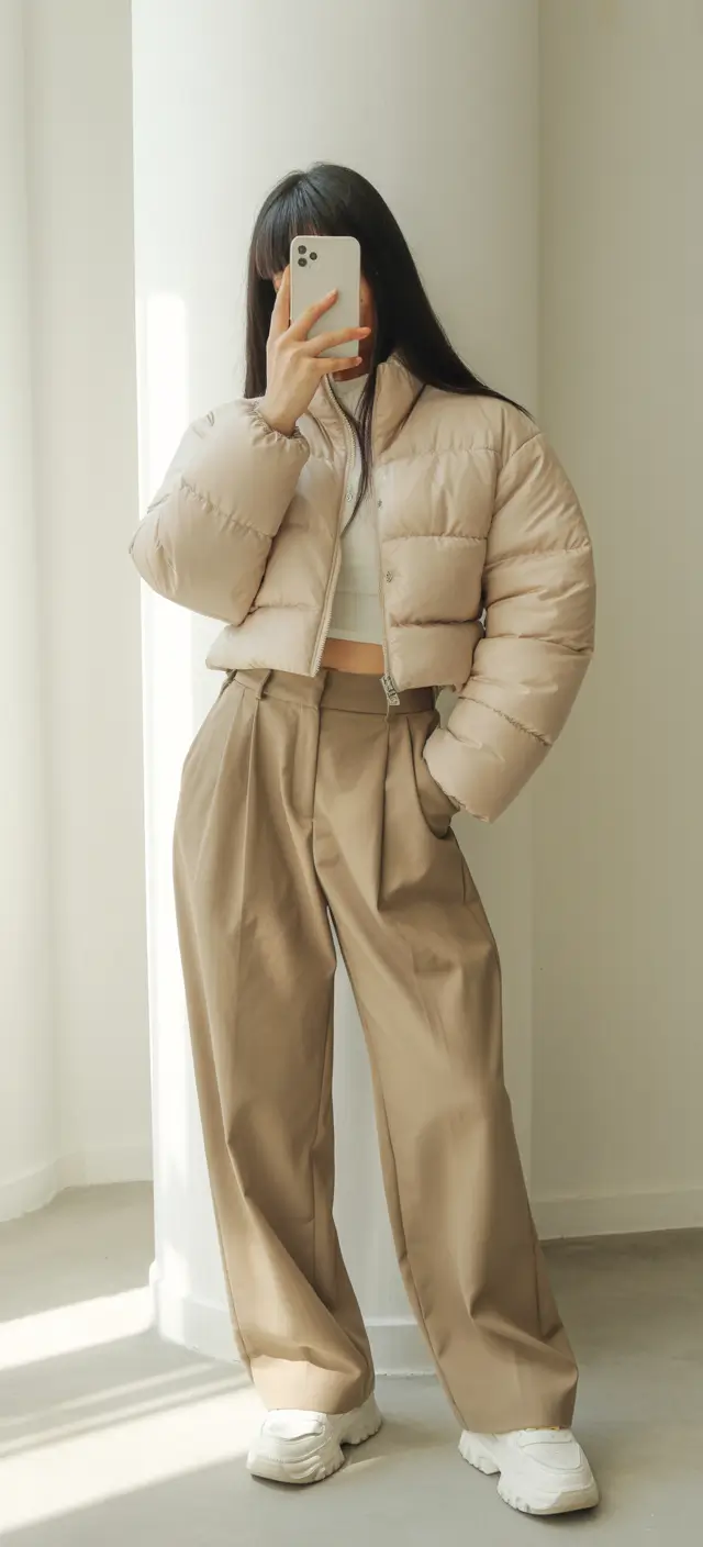 trendy outfits winter Neutral Comfort Chic