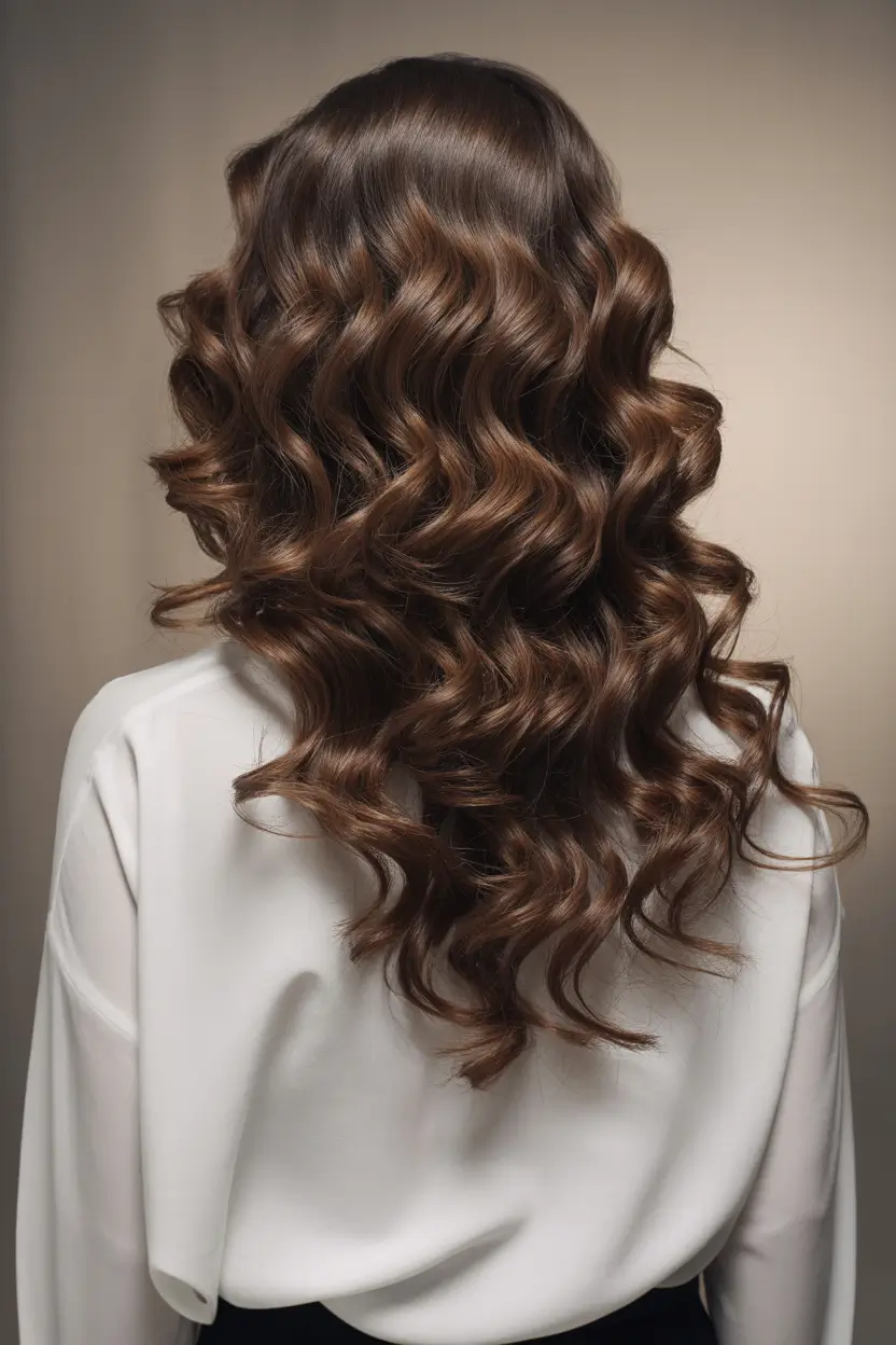 dark brown hair color 2026 Elegant Cocoa Waves