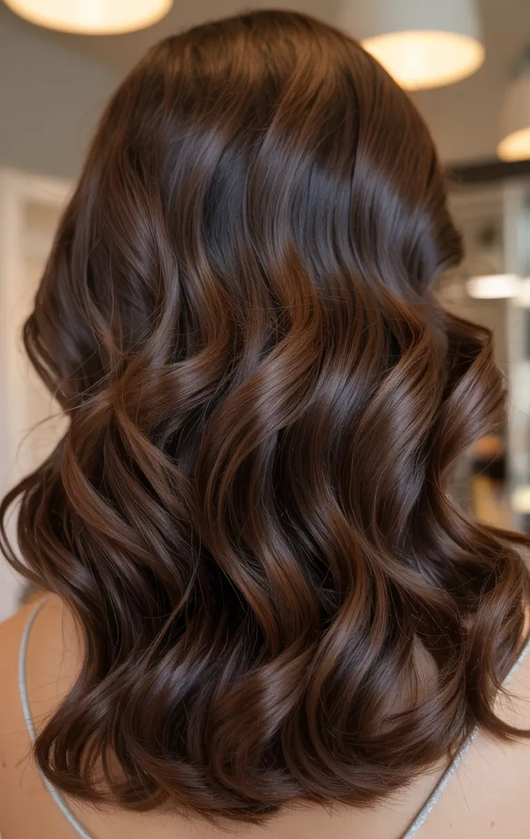 dark brown hair color 2026 Satin Walnut Waves