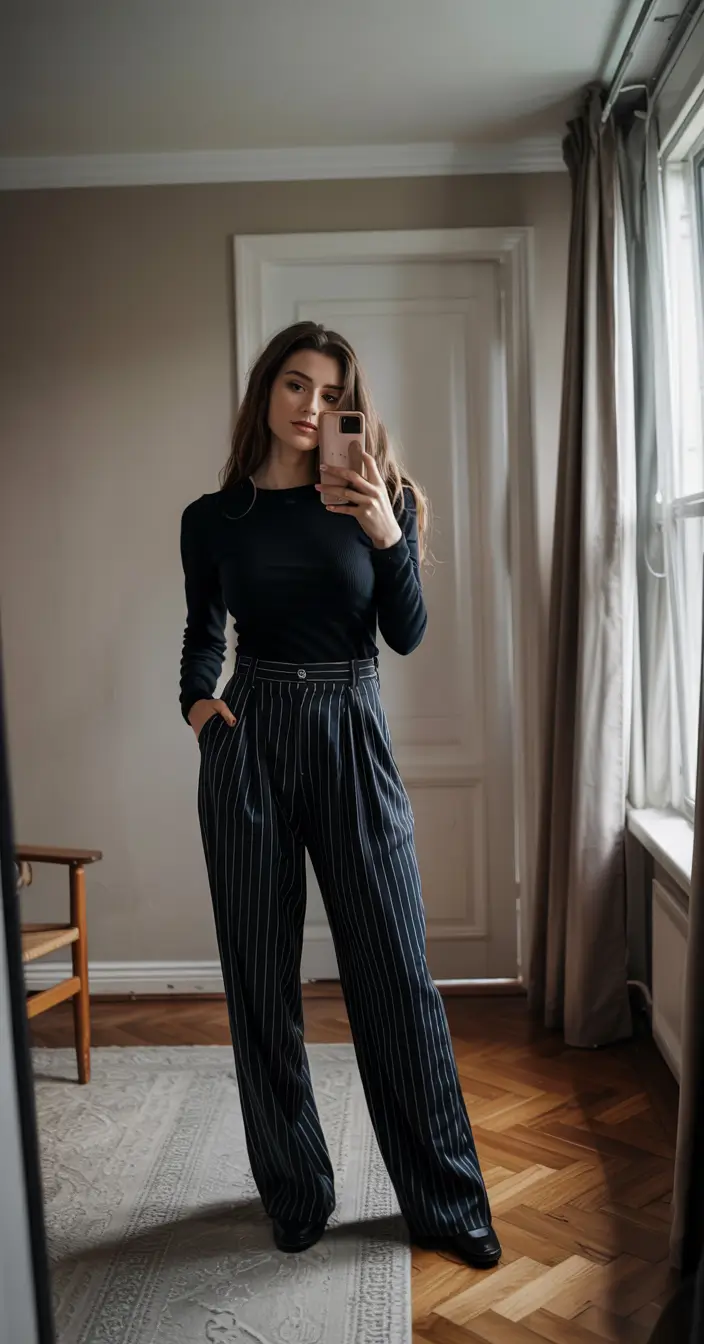 fashion outfits 2026 Pinstripe Poise