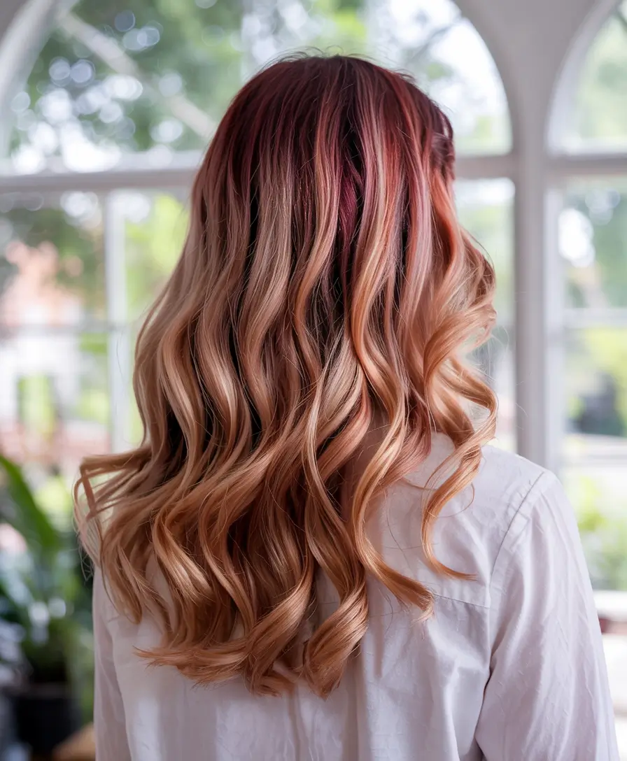ginger hair color 2026 Blonde Ombre Ginger Waves