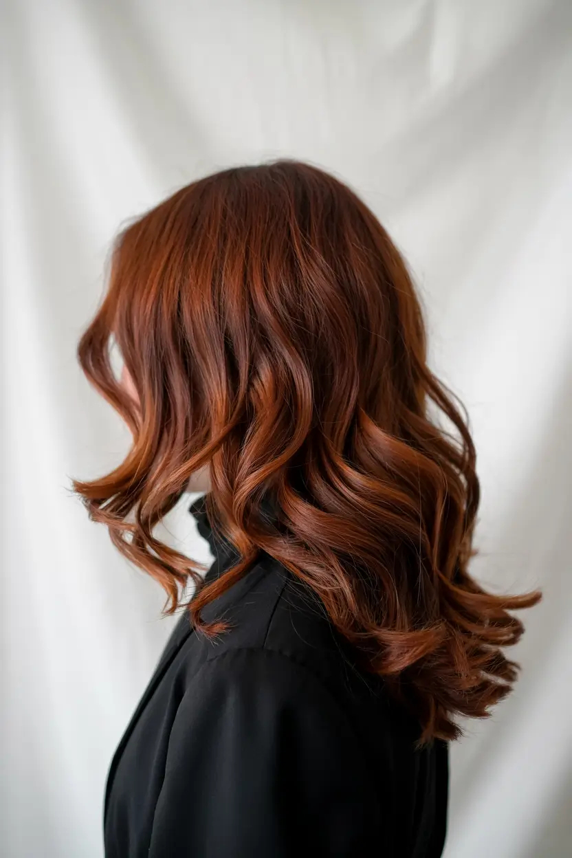ginger hair color 2026 Deep Auburn Layers