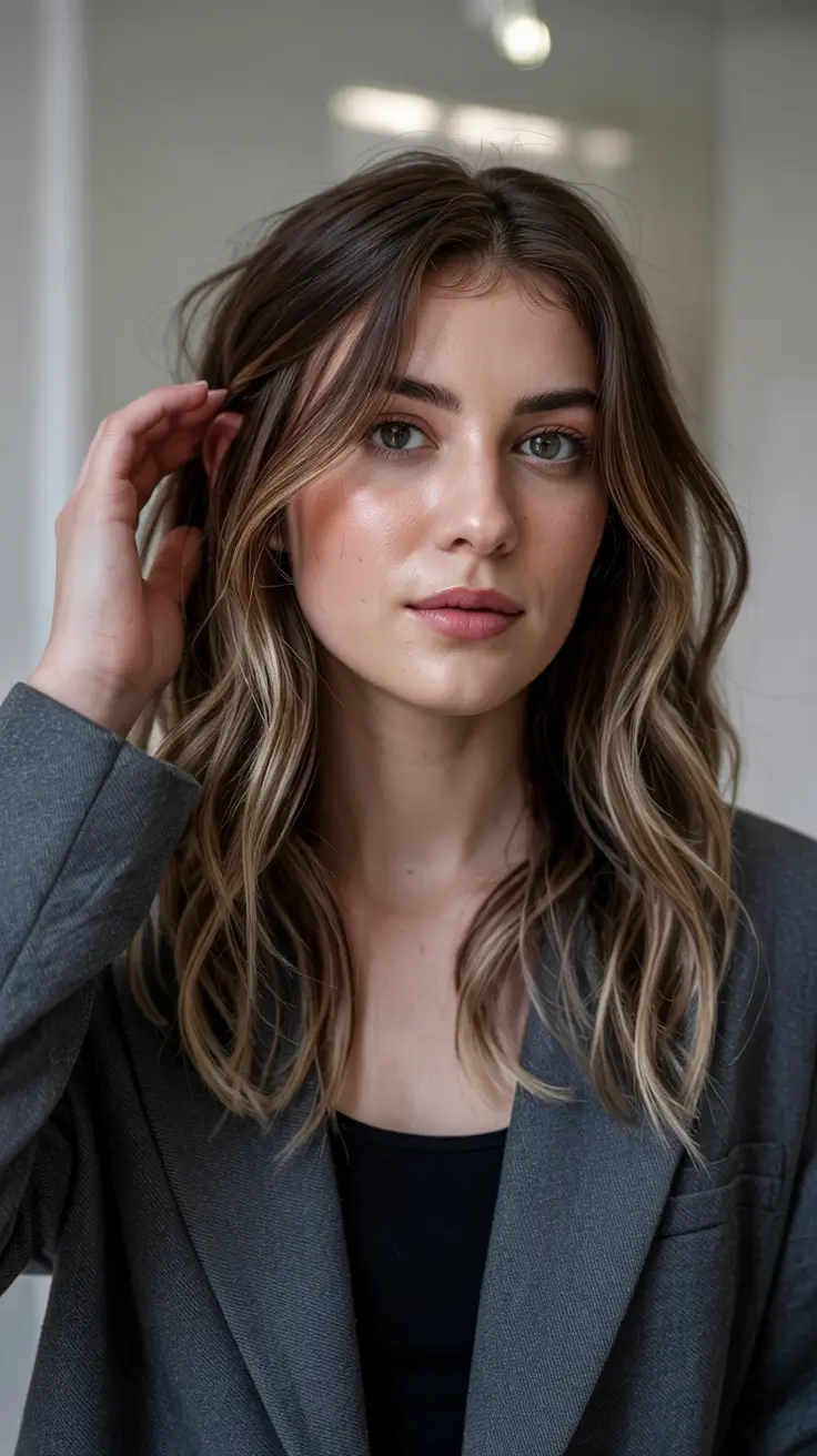 haircut for round face 2026 Loose Layers with Face Framing Highlights