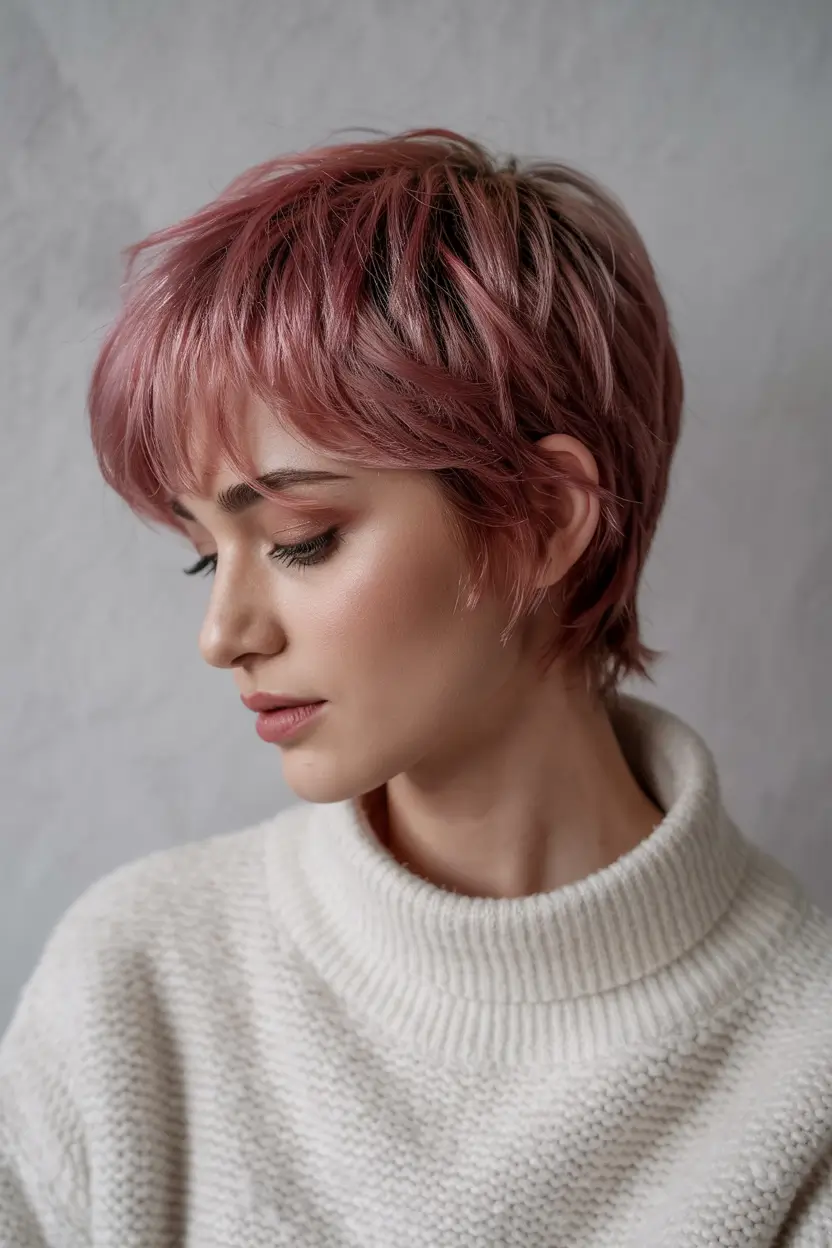 Haircut Ideas 2026 Soft Pink Pixie Whisper