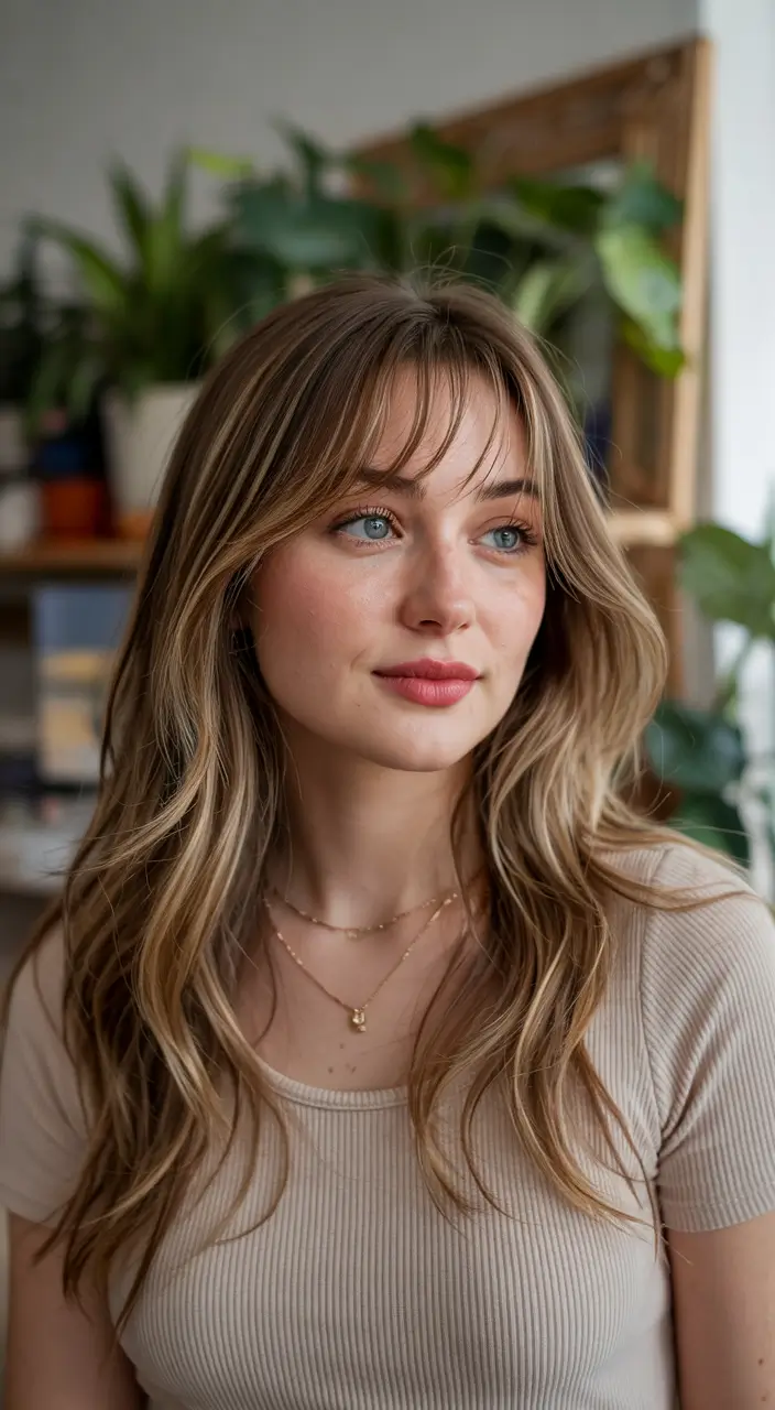 haircuts for long hair 2026 Soft Layers and Wispy Curtain Bangs