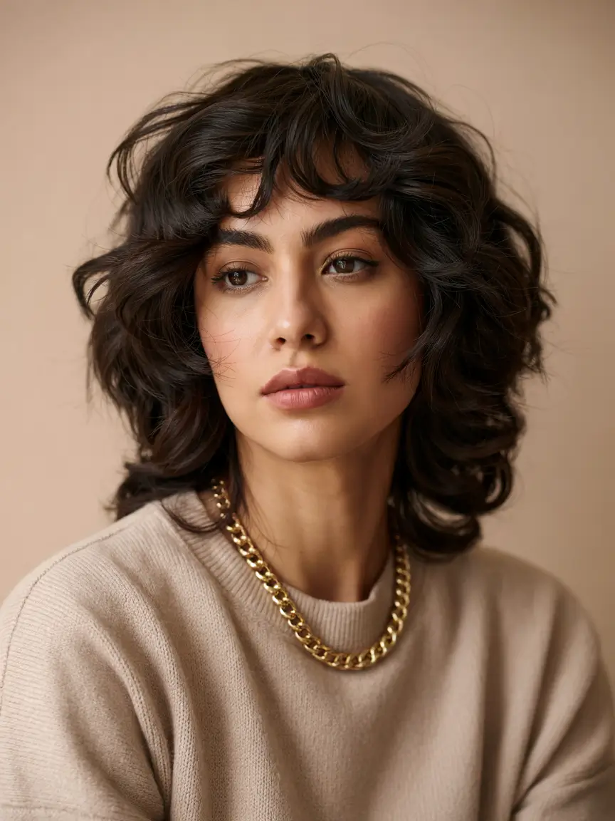 haircuts for long hair 2026 Curly Wolf Cut with Modern Texture