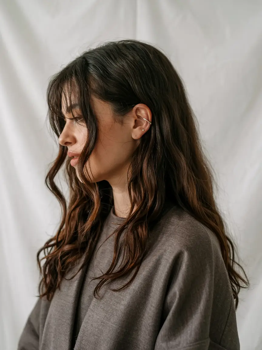 haircuts for long hair 2026 Wavy Wolf with Side Fringe