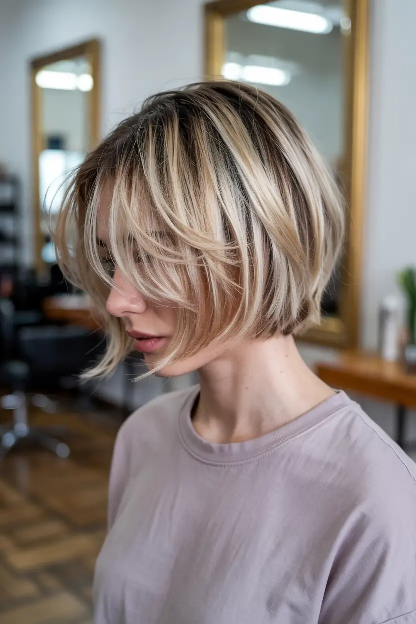 haircuts for thin fine hair 2026 Layered Blonde Air Bob