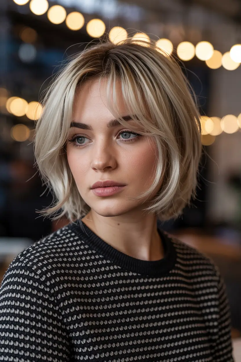 haircuts for thin fine hair 2026 Modern Blonde Bob with Bangs