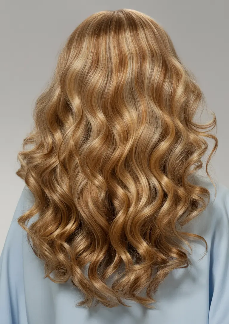 honey blonde hair color 2026 Wavy Golden Perfection
