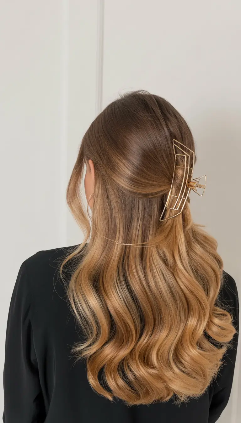 honey blonde hair color 2026 Polished Honey Half-Up Flow