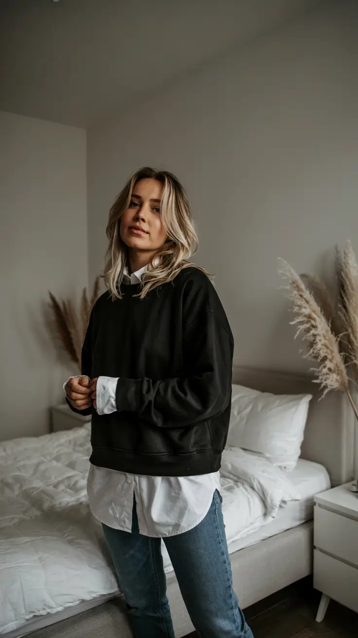 outfits layering shirt Monochrome Modernity