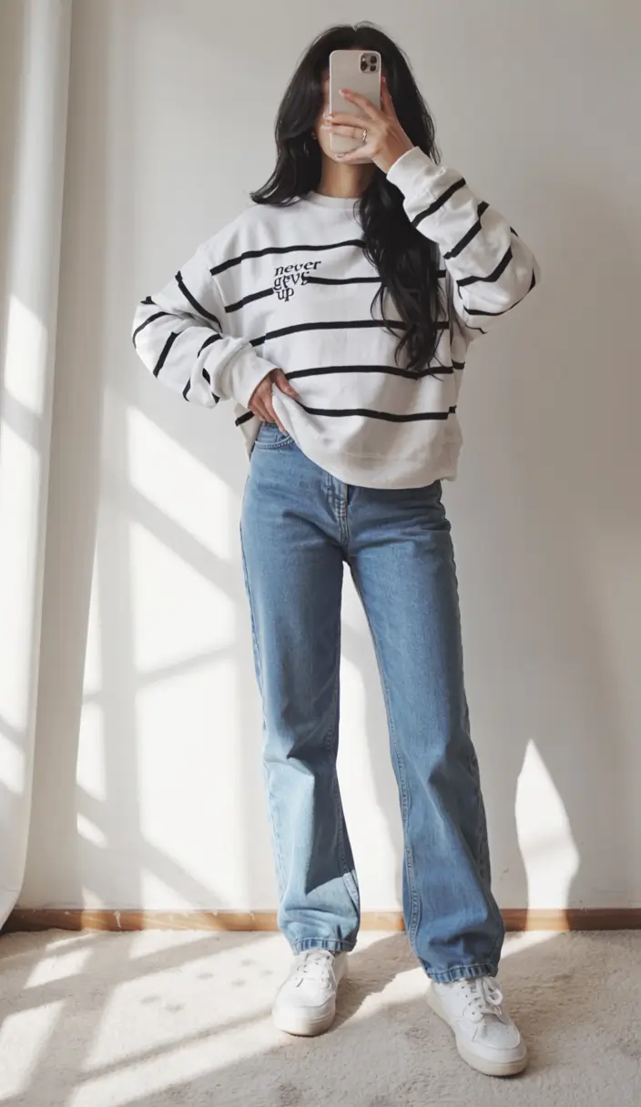 outfits layering Striped Simplicity