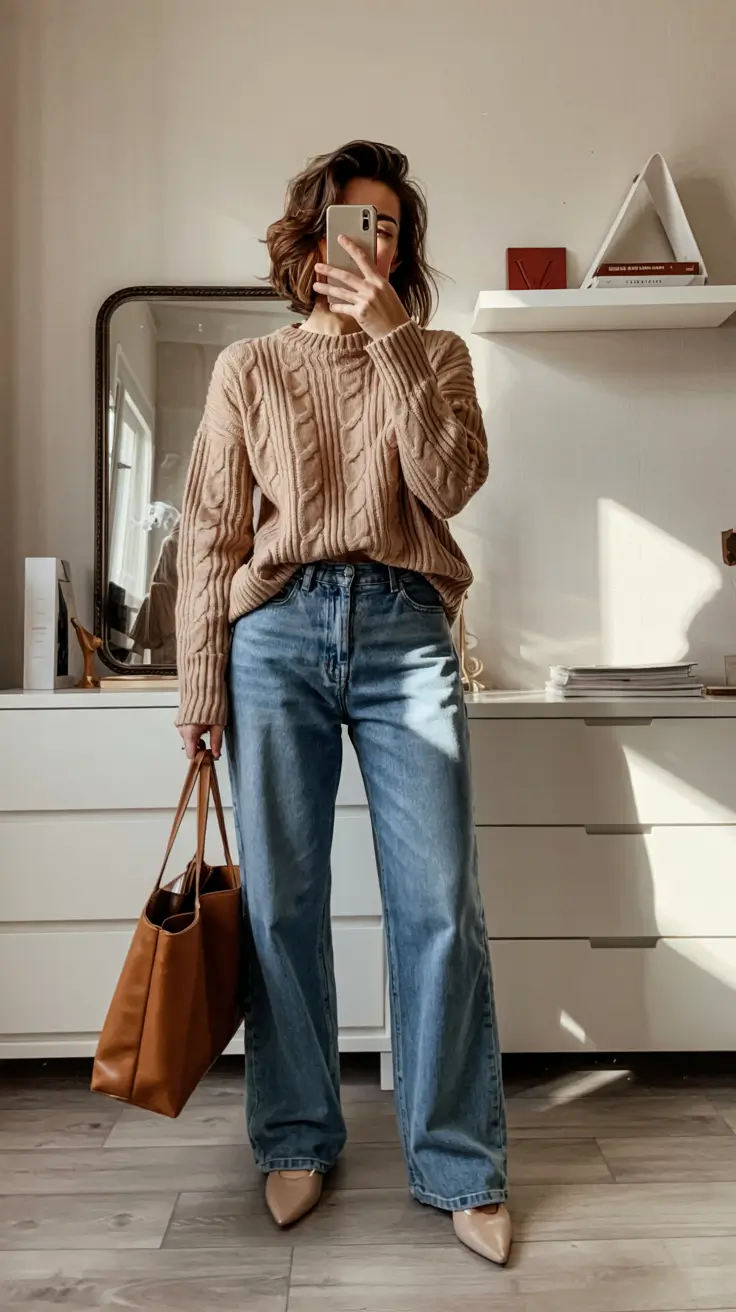 outfits layering Coffee-Toned Classic