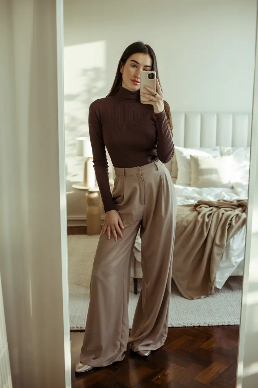 modest outfits aesthetic Muted Neutrals with Sculpted Lines