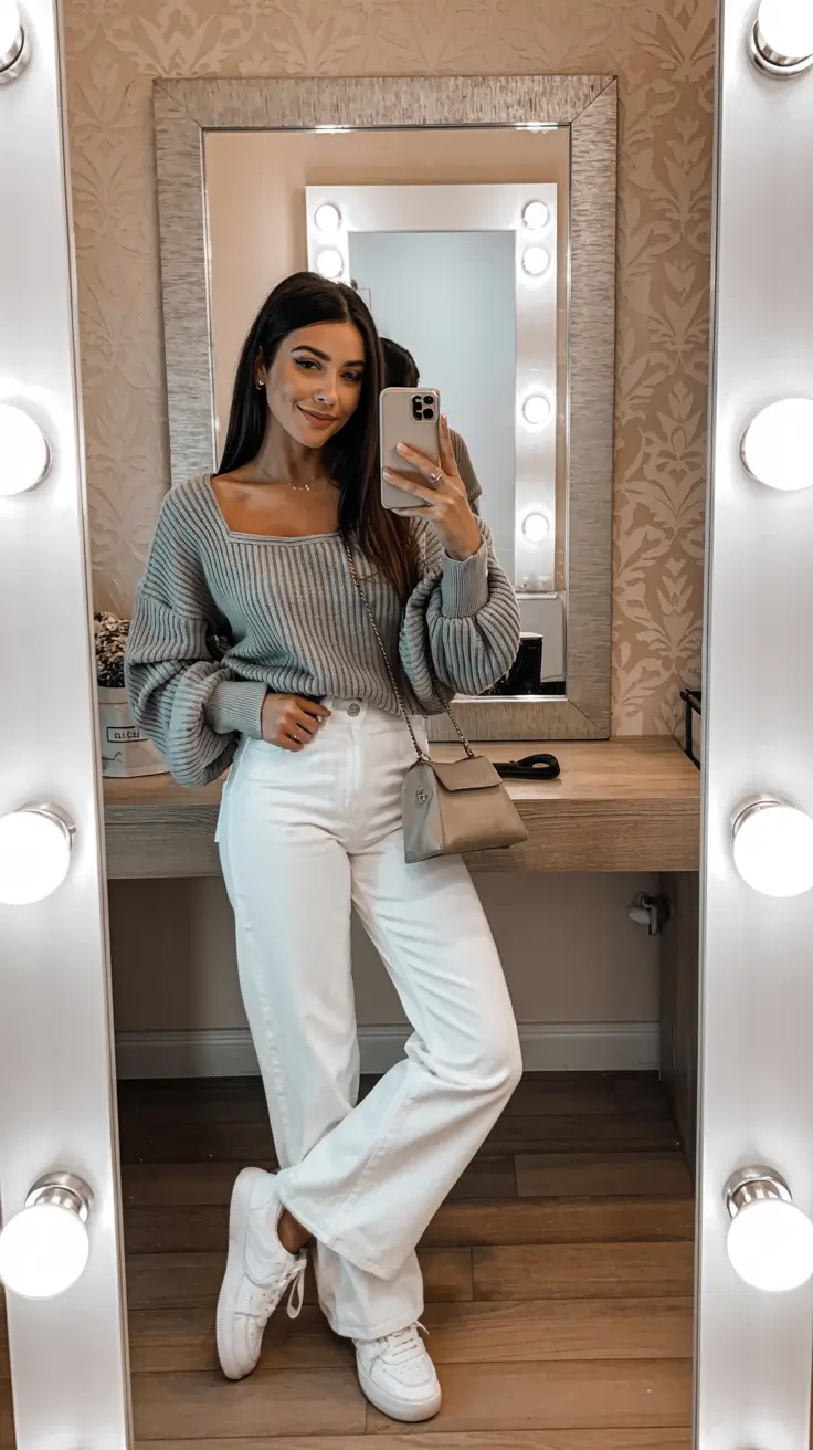 modest outfits for women 2026 Modern Gray and White Minimalism