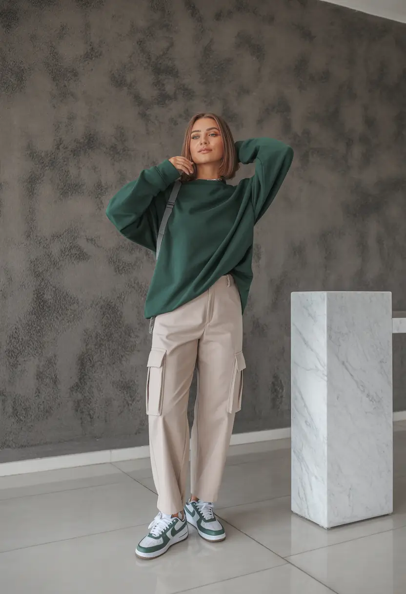 New York street style 2026 Urban Ease in Forest Green