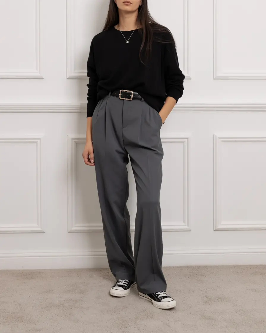 office outfits women relaxed authority in monochrome layers