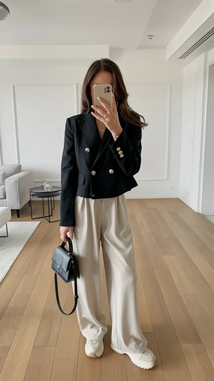 office outfits women modern power play in black and cream