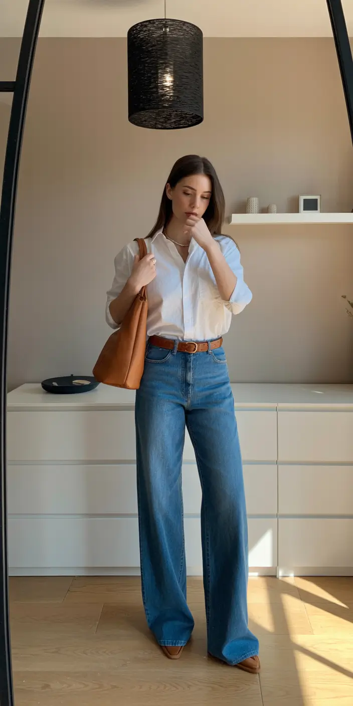 office outfits women classic ease with denim and white