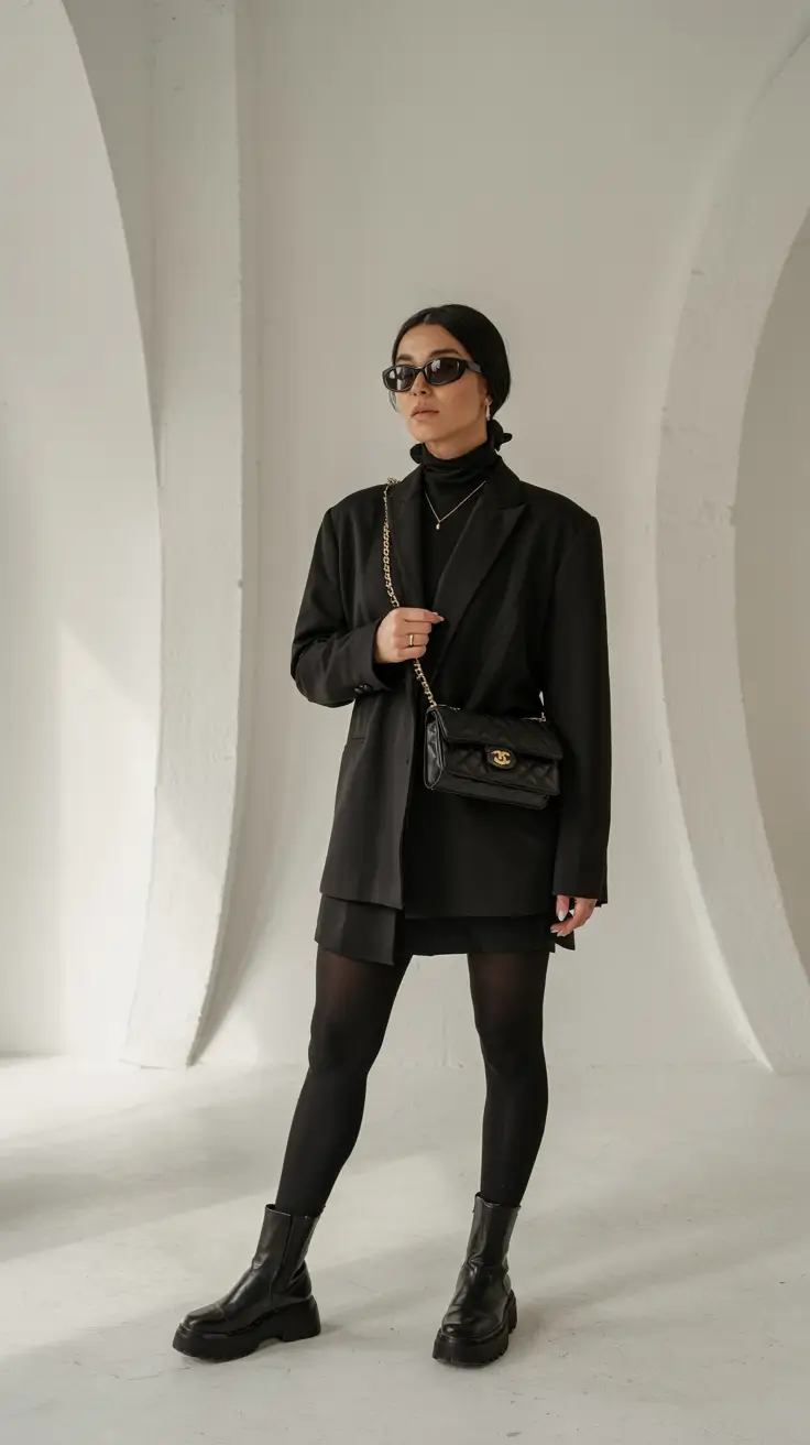 old money outfits women Structured Power in All Black