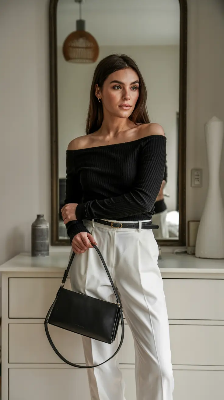 old money outfits woman Monochrome Elegance with Contrast