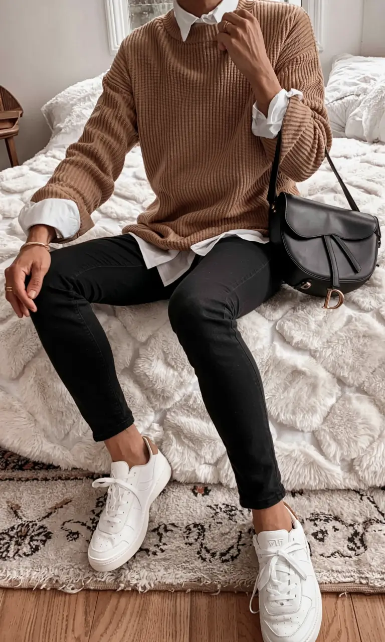 old money outfits autumn Classic Layers for Coffee & Comfort