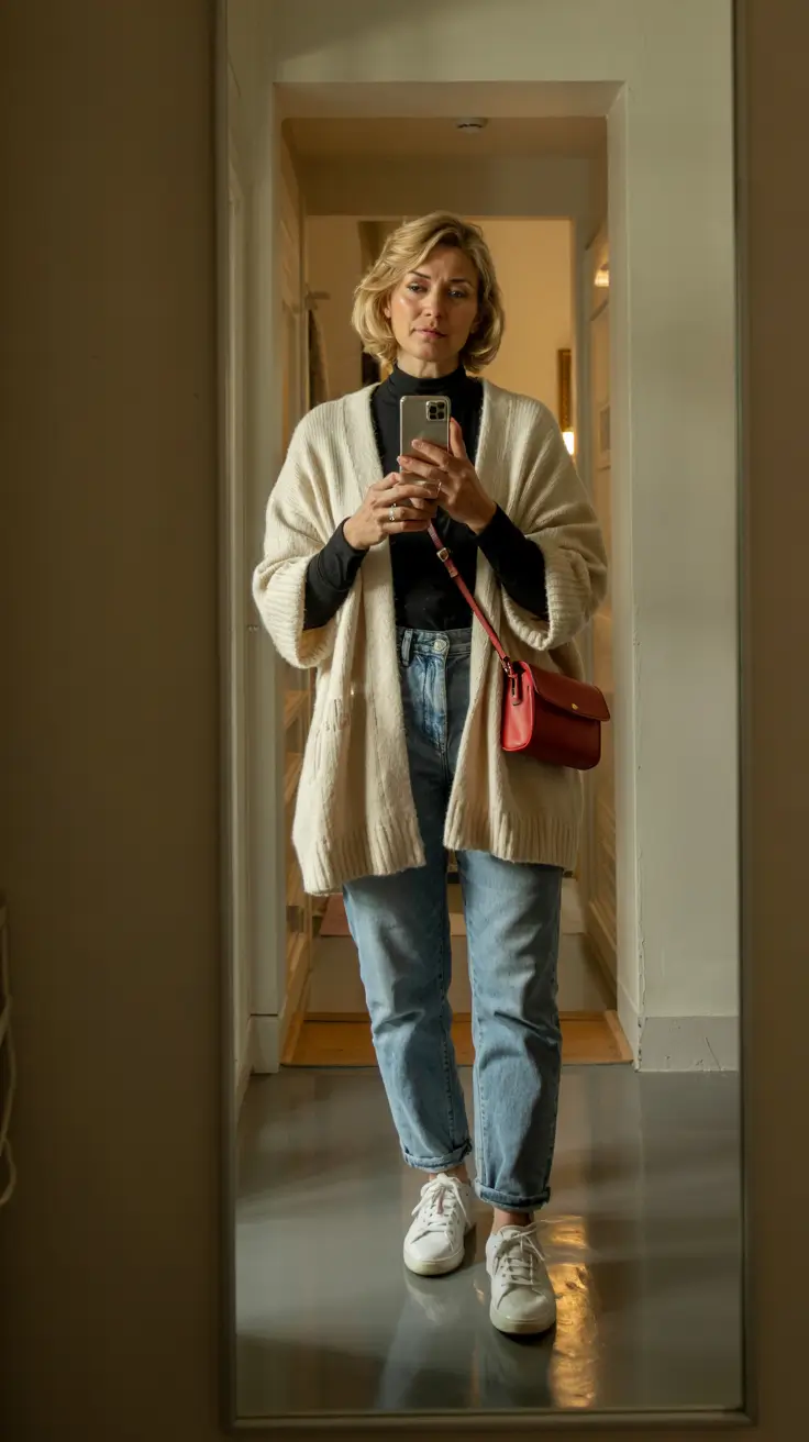 Outfit ideas for women over 50 in 2026 + Soft Cardigan Comfort With a Pop of Color