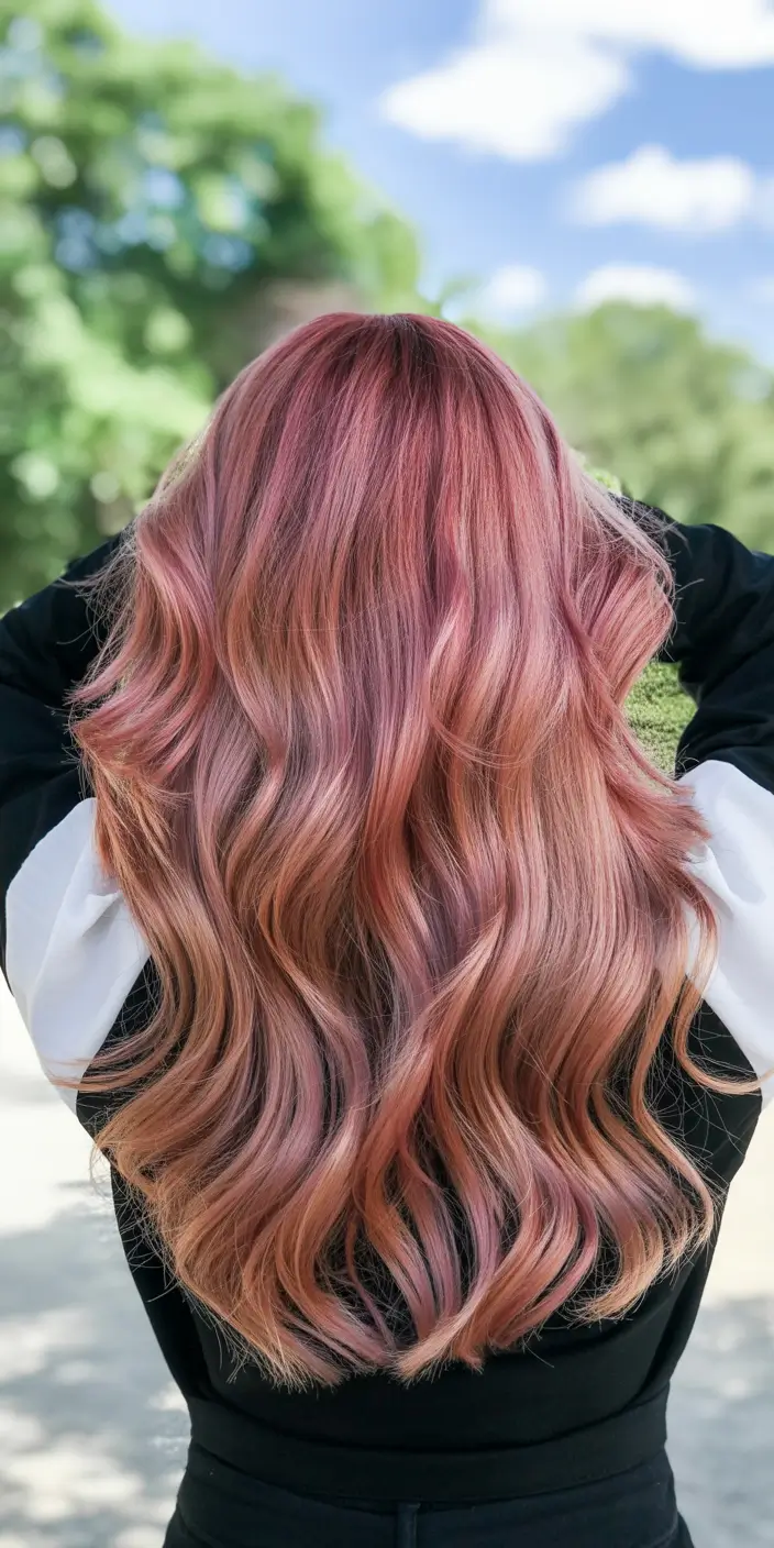 pink hair color 2026 soft rose balayage glow