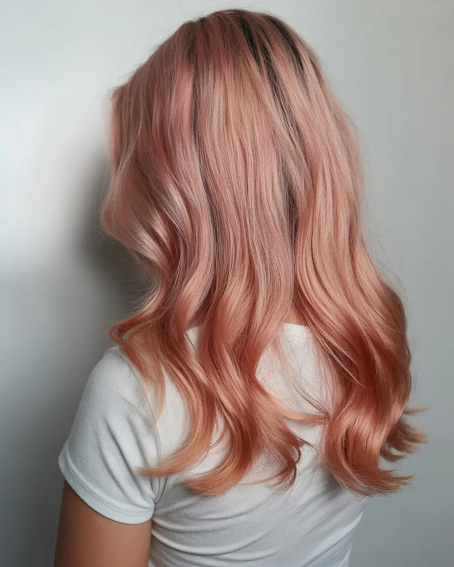 pink hair color 2026 Peachy Whisper Balayage