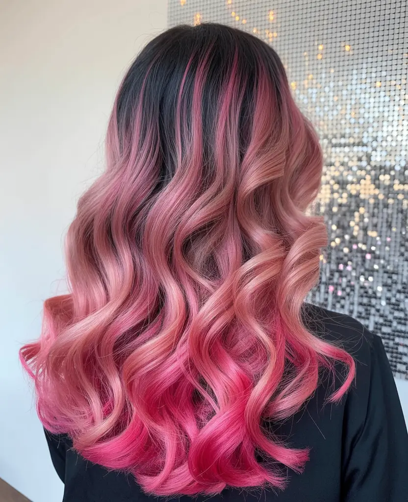 pink hair color 2026 Electric Rose Cascade