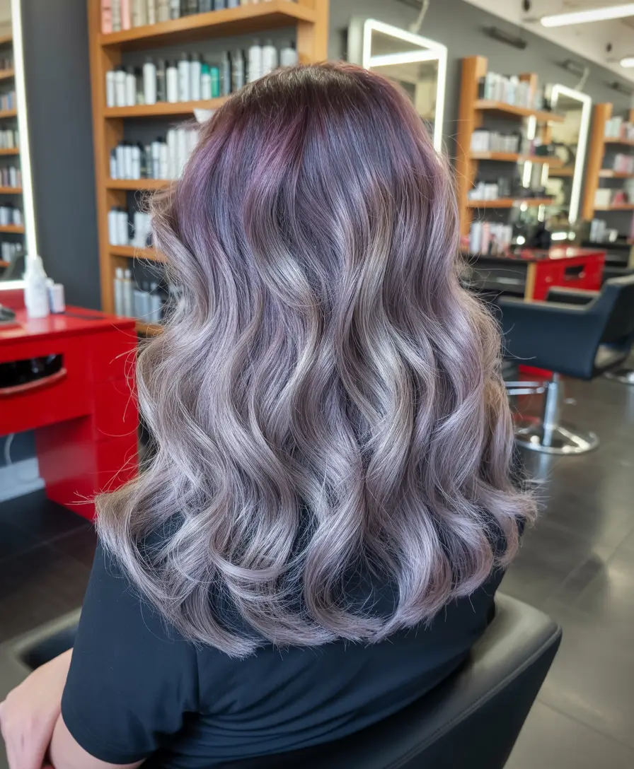 purple hair color 2026 Smokey Silver Plum