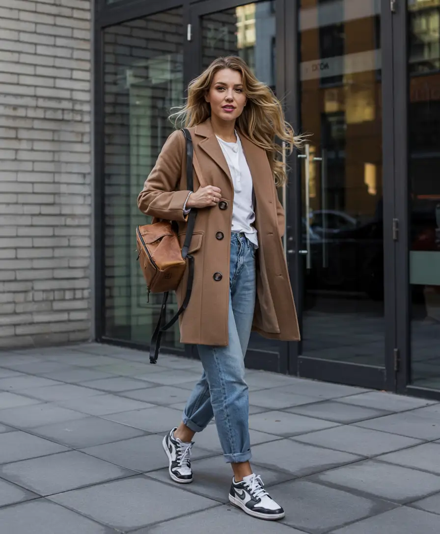 sneakers outfit fall Classic Neutrals
