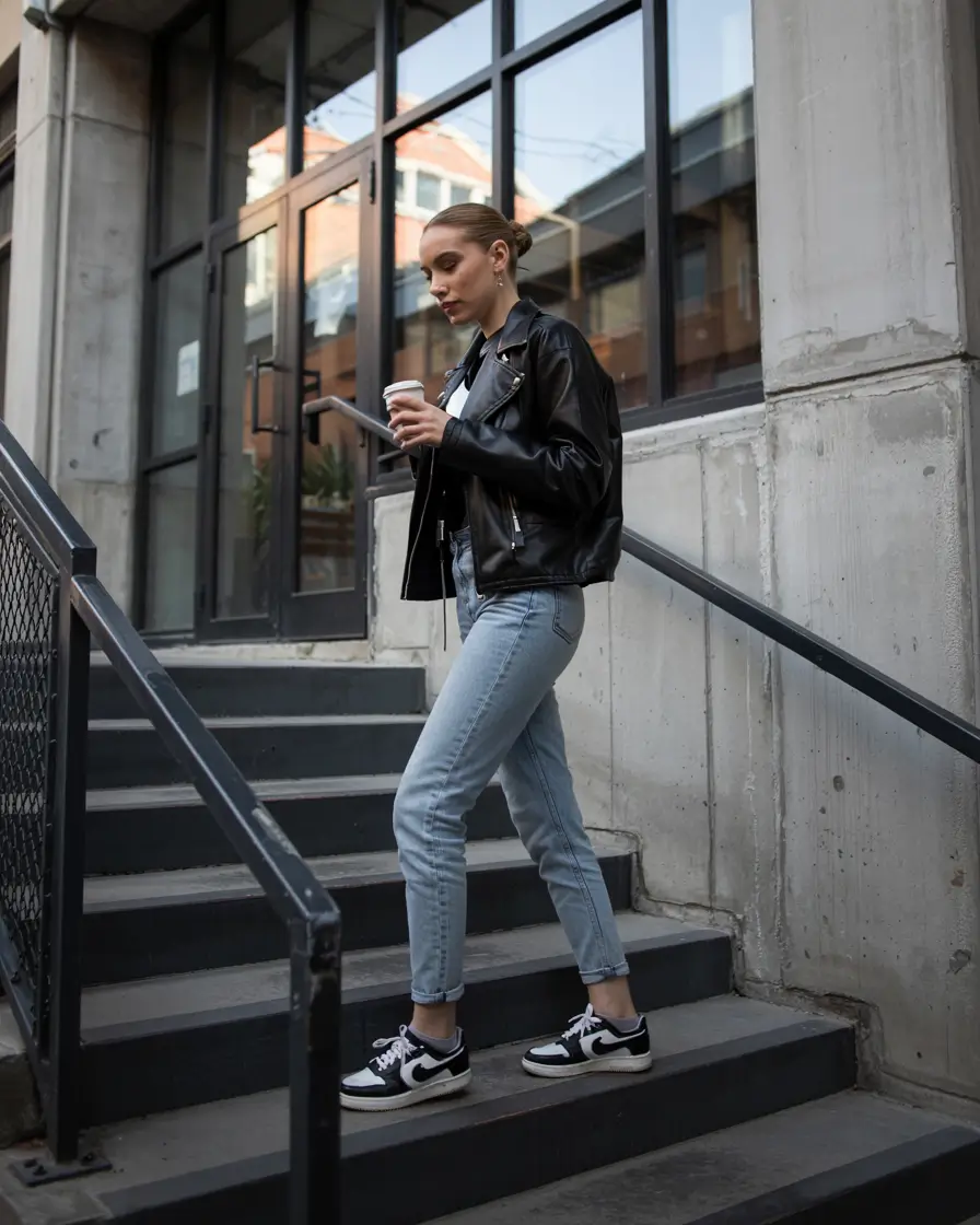 sneakers outfit casual Classic Edge in Leather and Denim