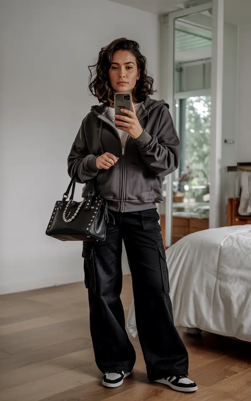 sneakers outfit black women Dark Neutrals and Utility Vibes