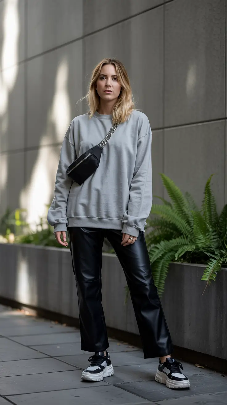 sneakers outfit casual Monochrome Street Ease