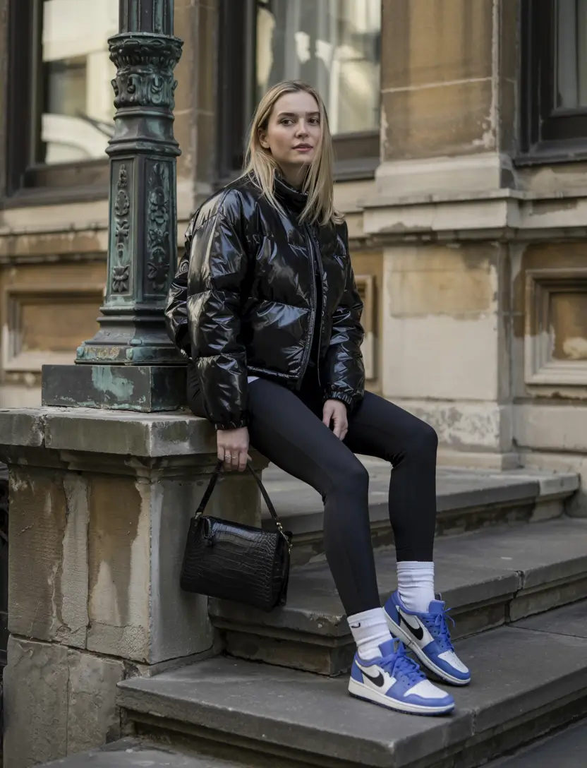 sneakers outfit women Effortless Contrast